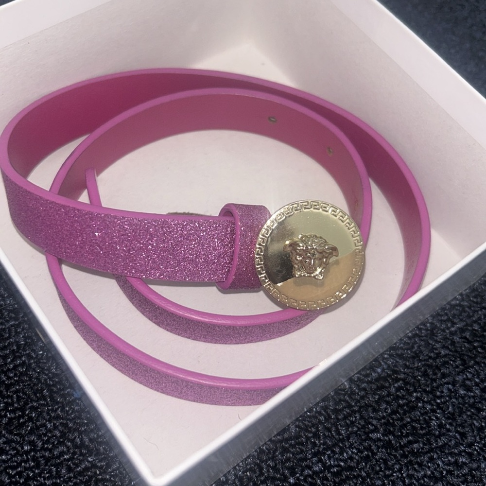 Versace girls belt size small pink glitter